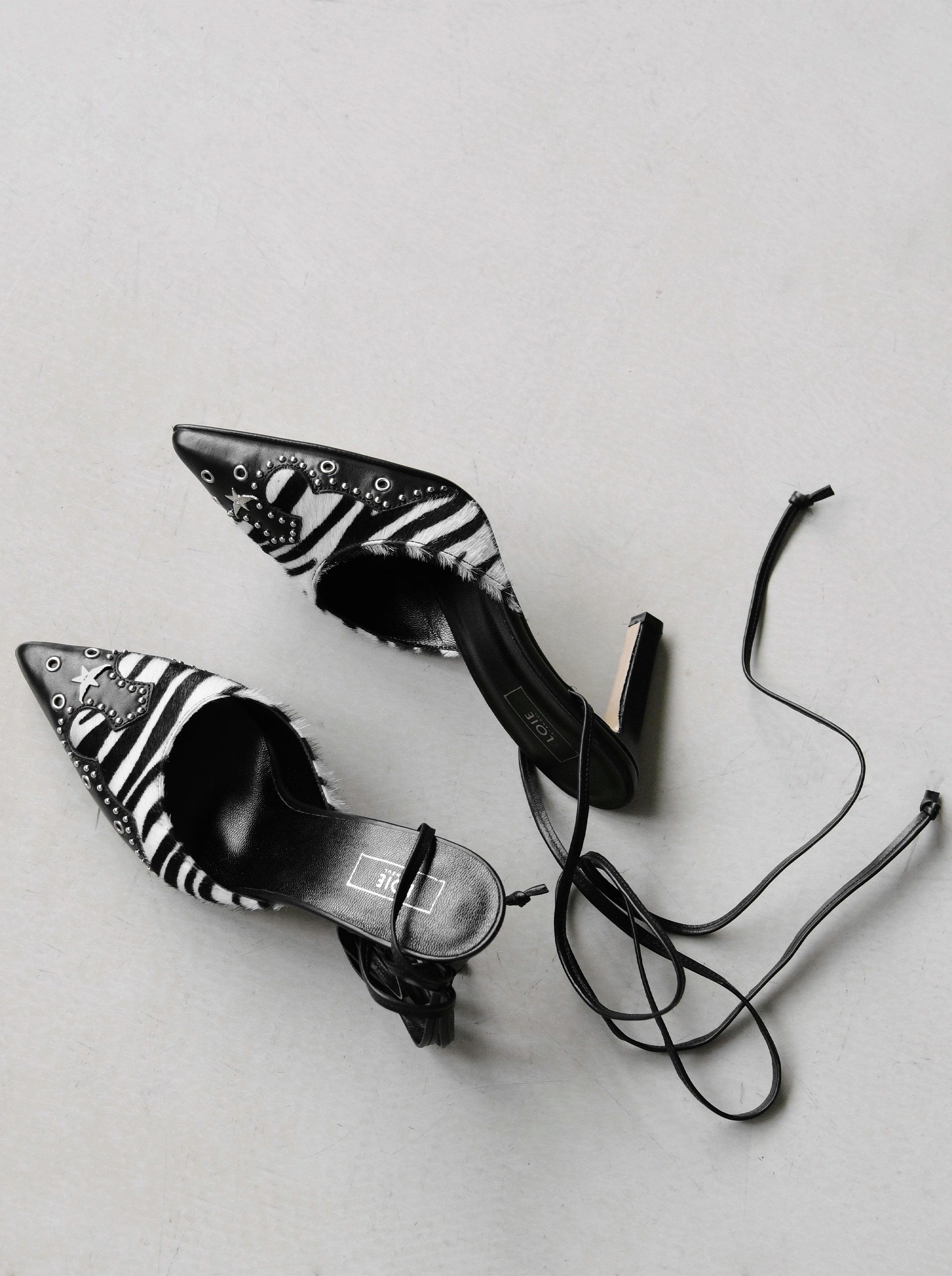 PERLA ANIMALIER BLACK/WHITE SLIPPERS
