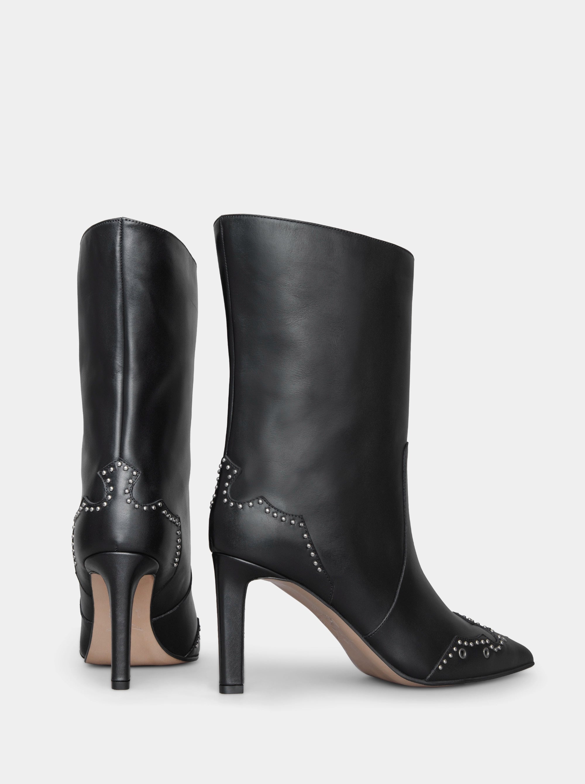 PERLA BLACK LEATHER BOOTIES