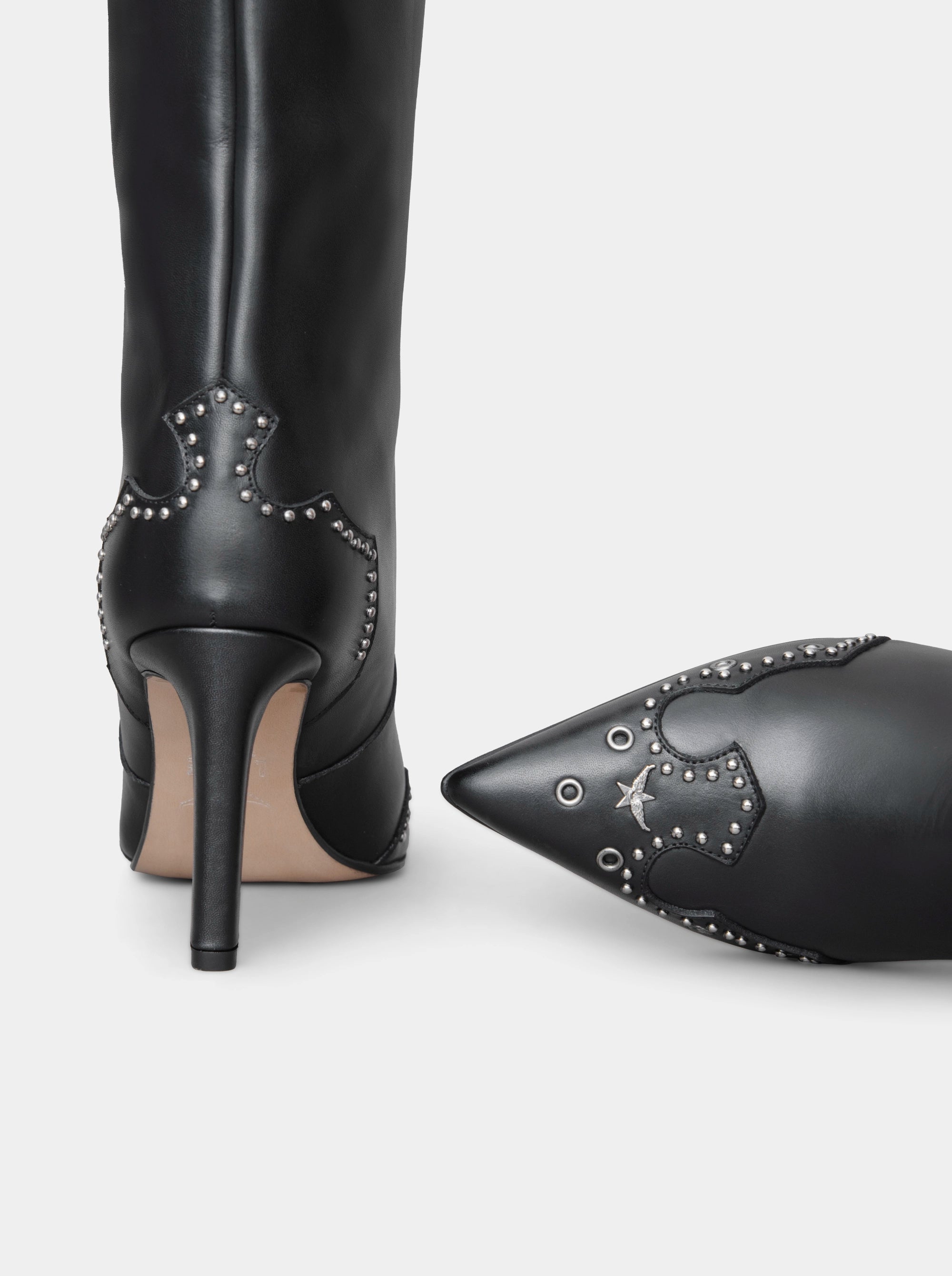 PERLA BLACK LEATHER BOOTIES