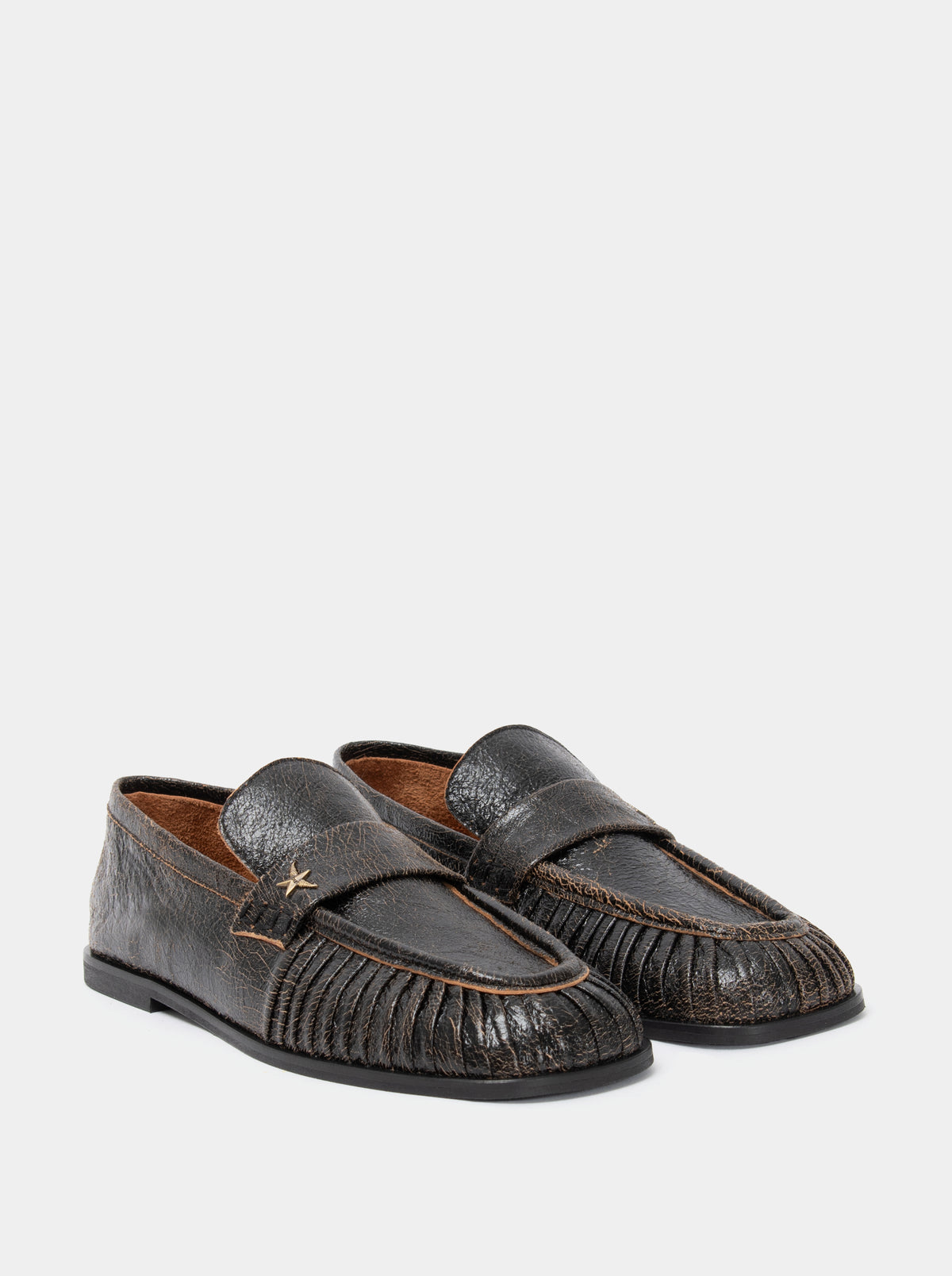 PESO BLACK CRINKLE LEATHER SHOES