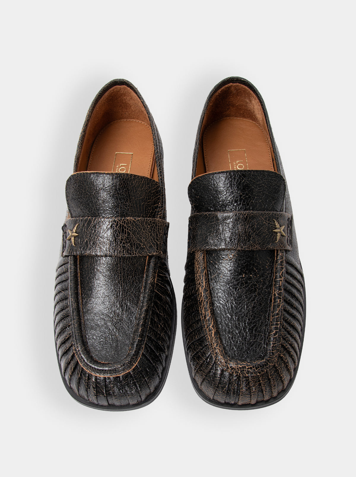PESO BLACK CRINKLE LEATHER SHOES