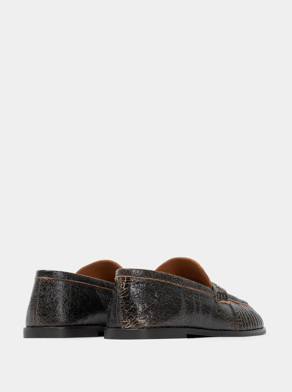 PESO BLACK CRINKLE LEATHER SHOES