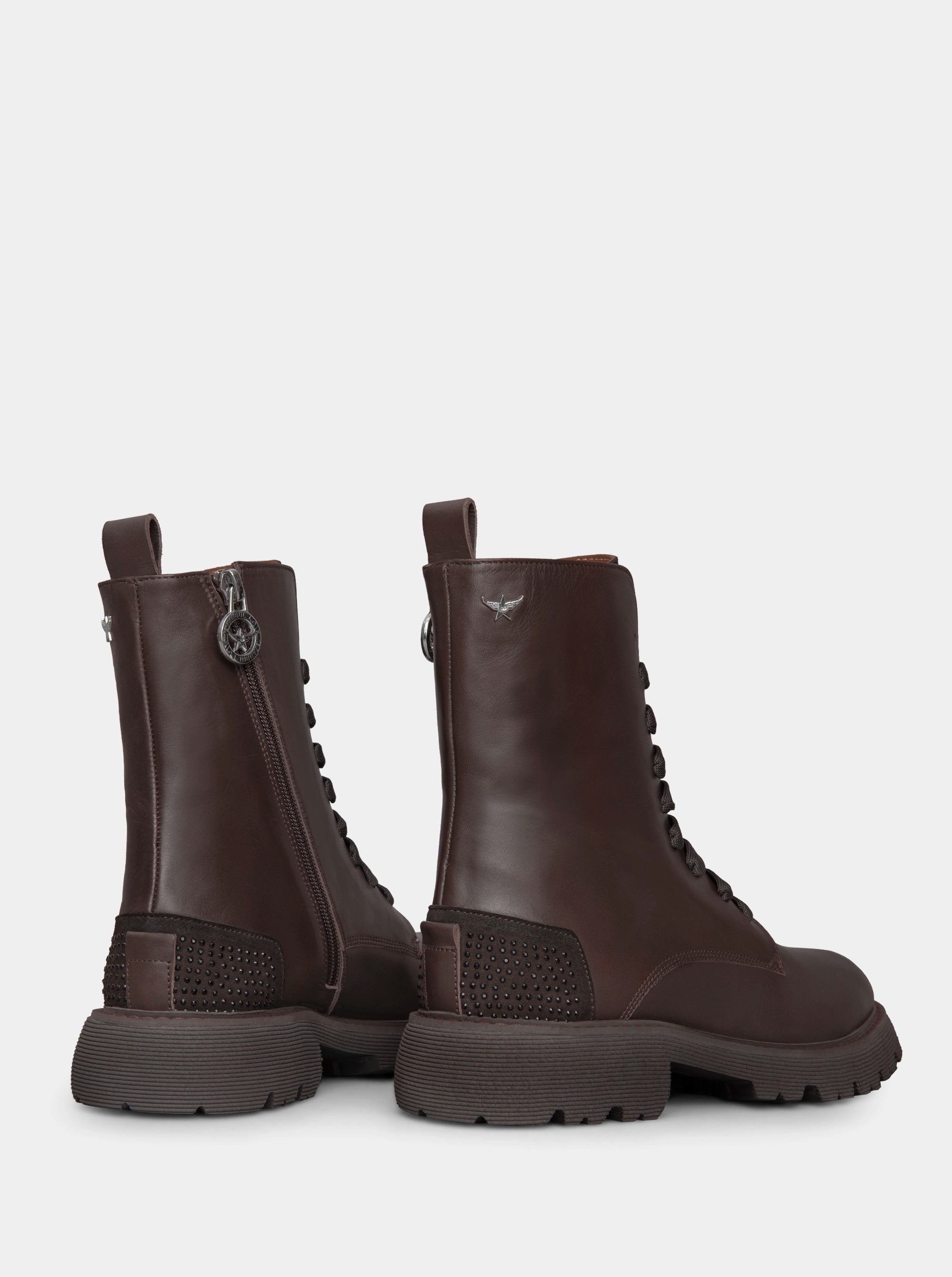 POP-UP BROWN LEATHER BOOTIES