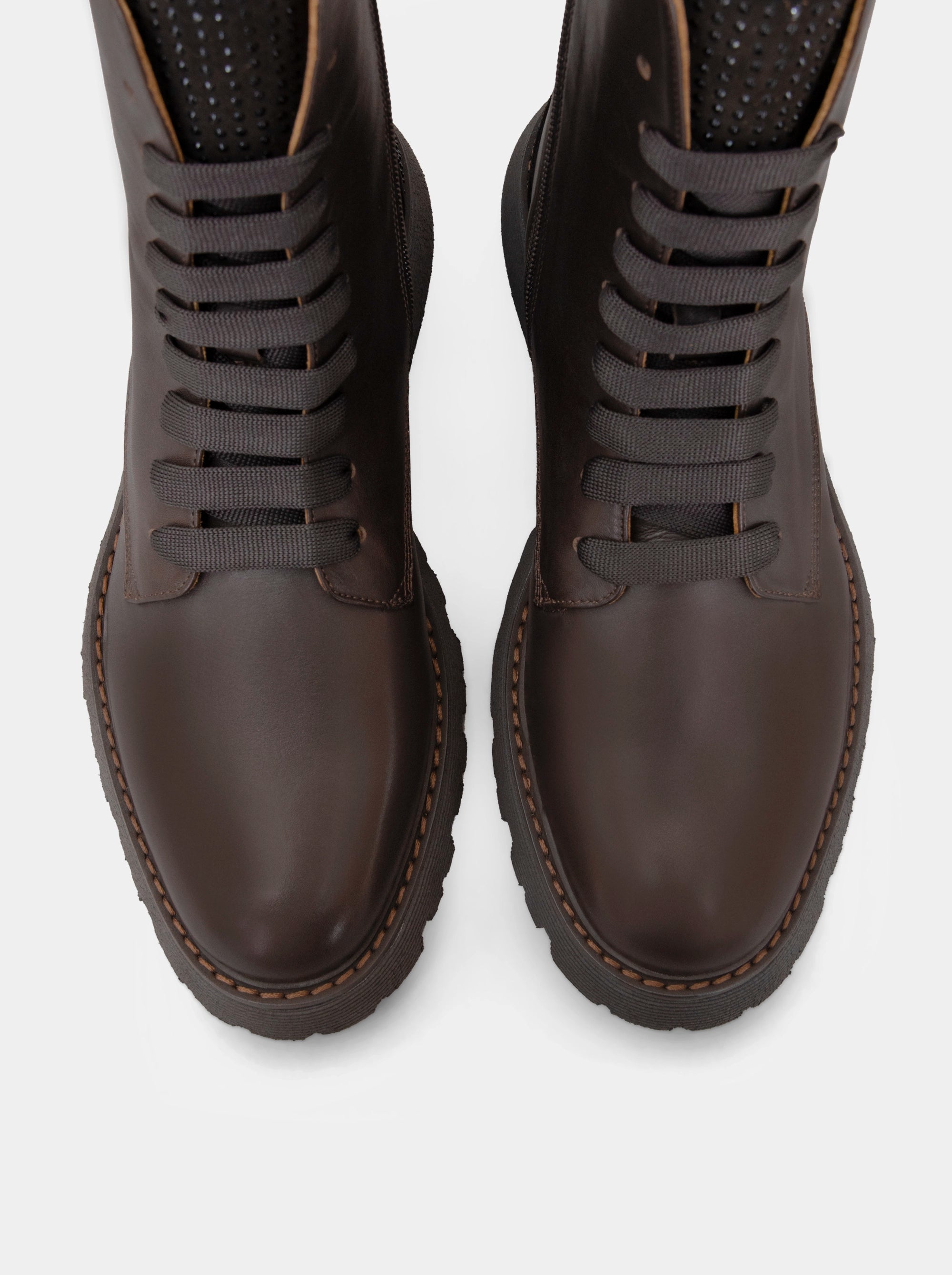 POP-UP BROWN LEATHER BOOTIES