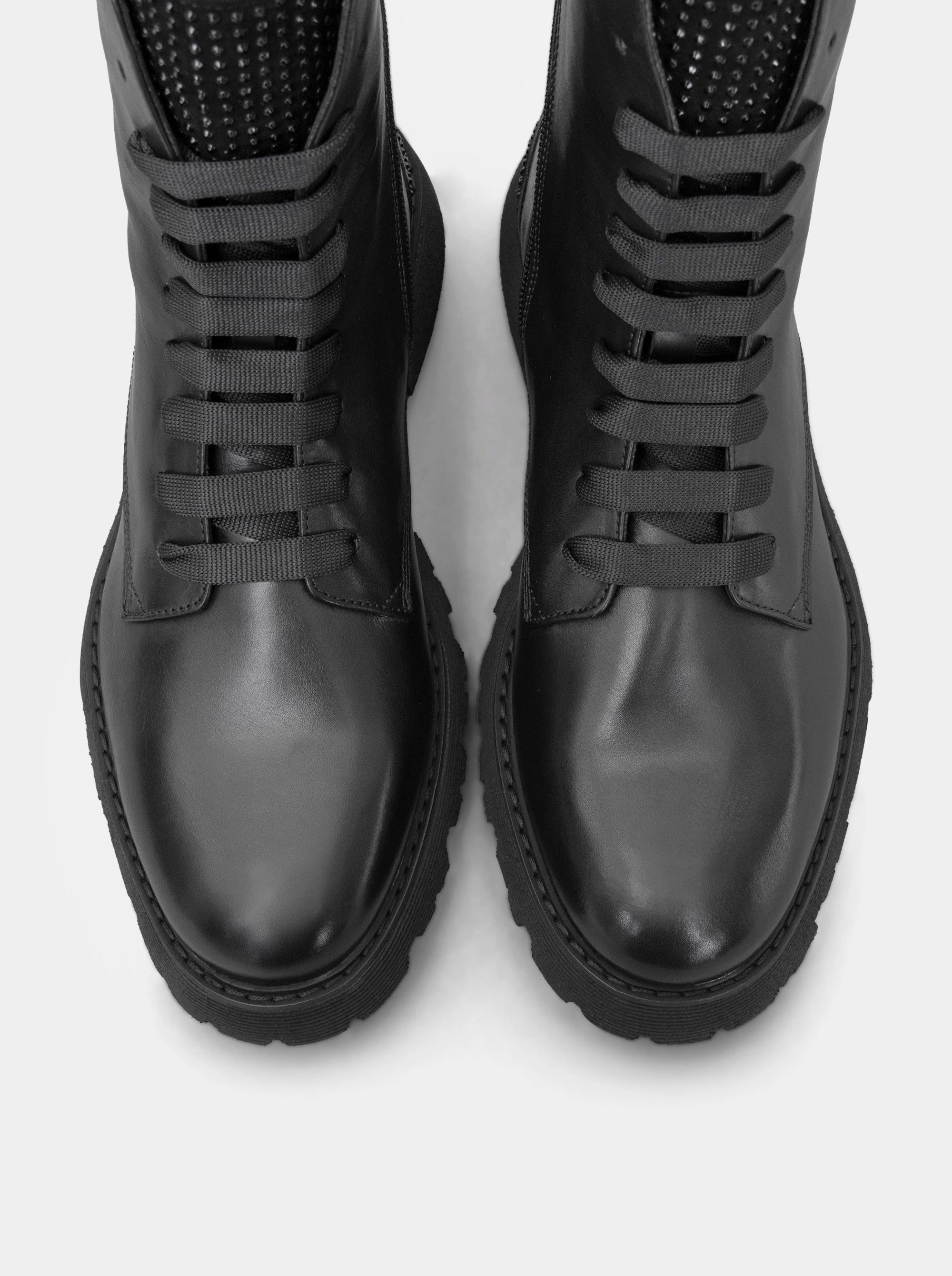 SM-34 POP-UP BLACK LEATHER BOOTIES