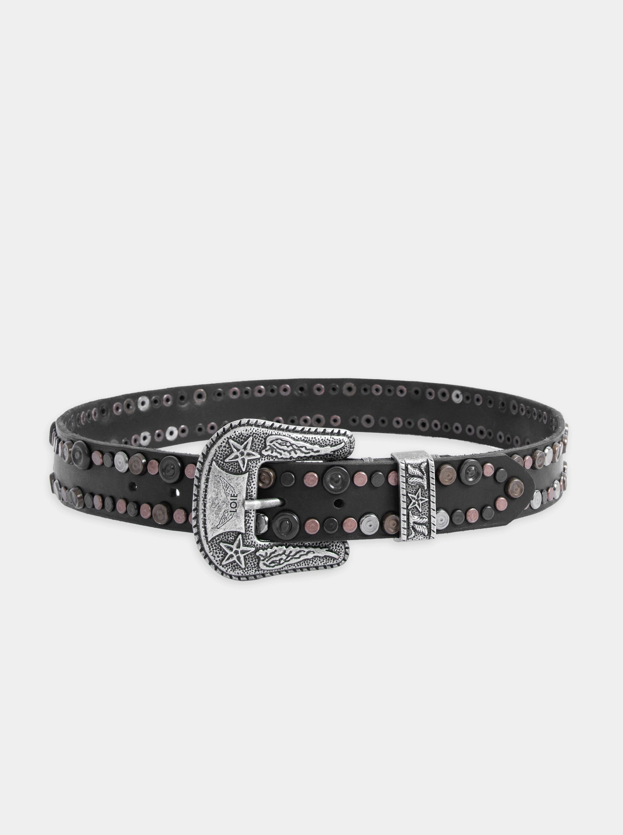 PUNCH BLACK LEATHER BELT
