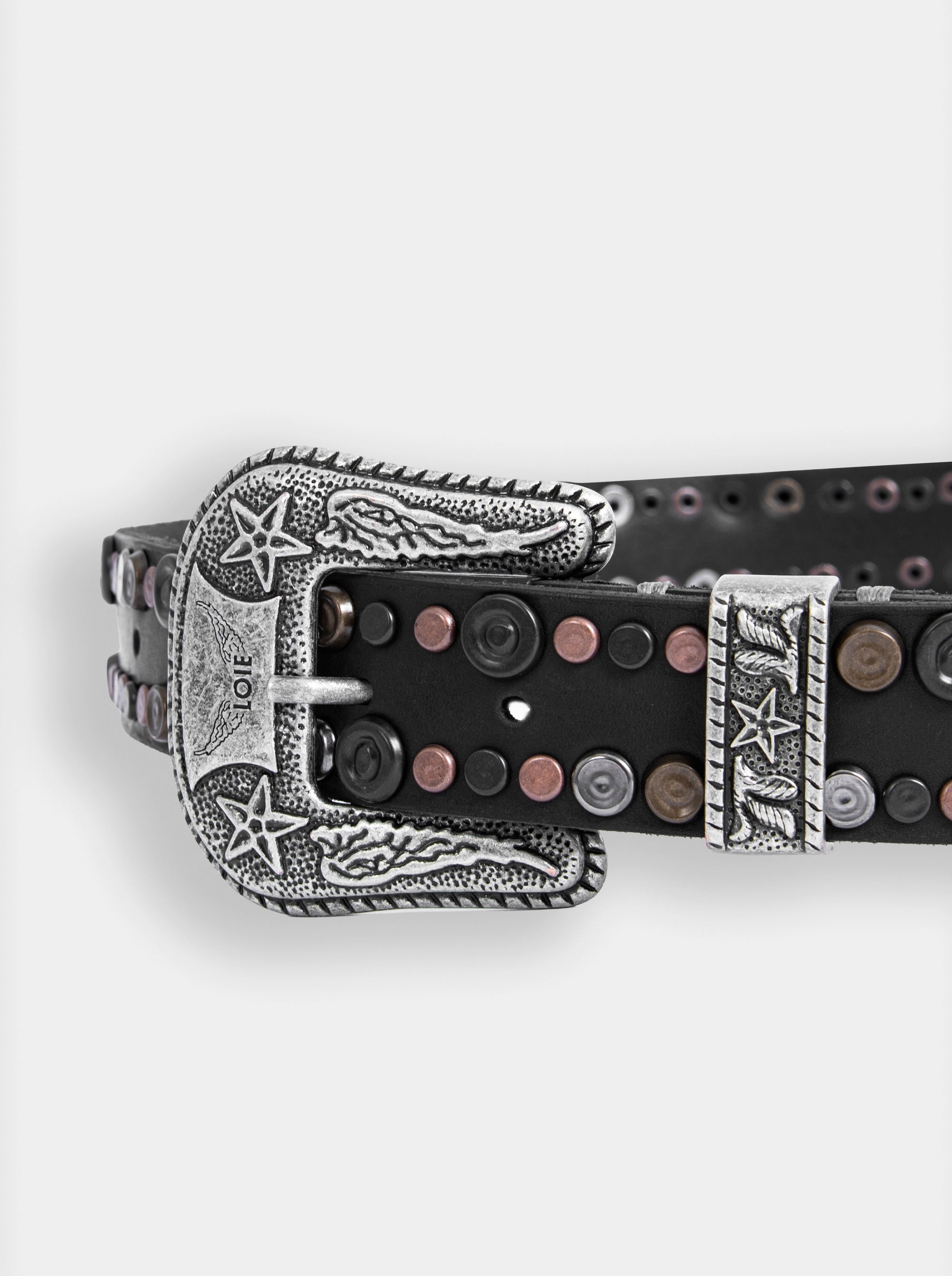 PUNCH BLACK LEATHER BELT