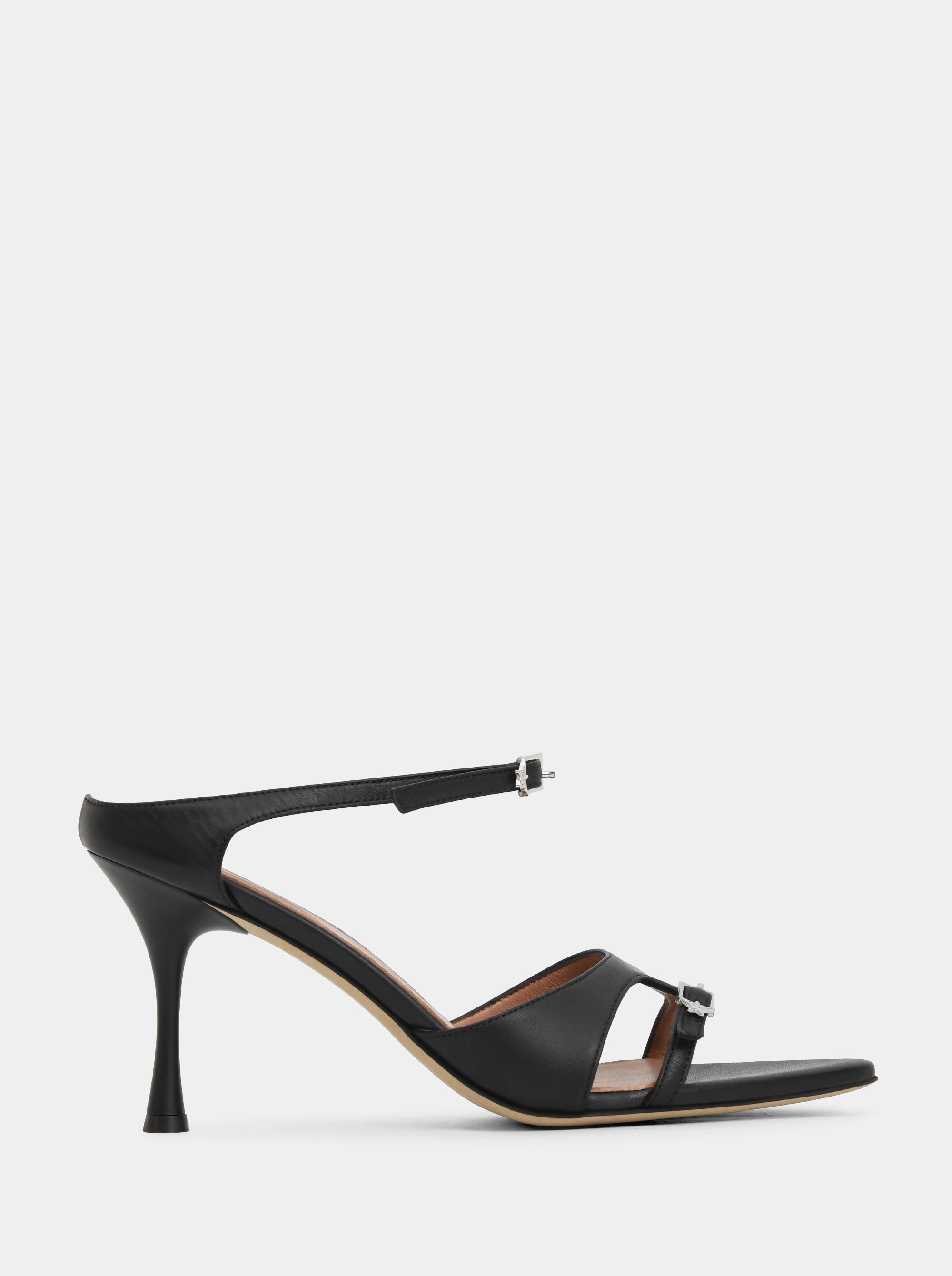 SM-99 ROUGE BLACK  LEATHER PUMPS