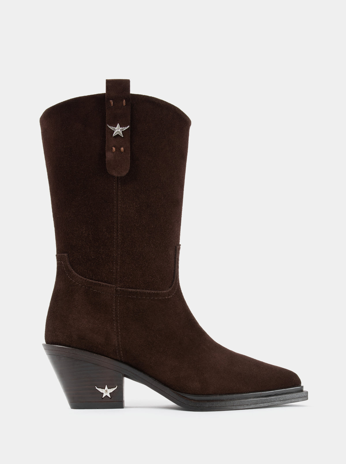 RULED BROWN SUEDE BOOTIES