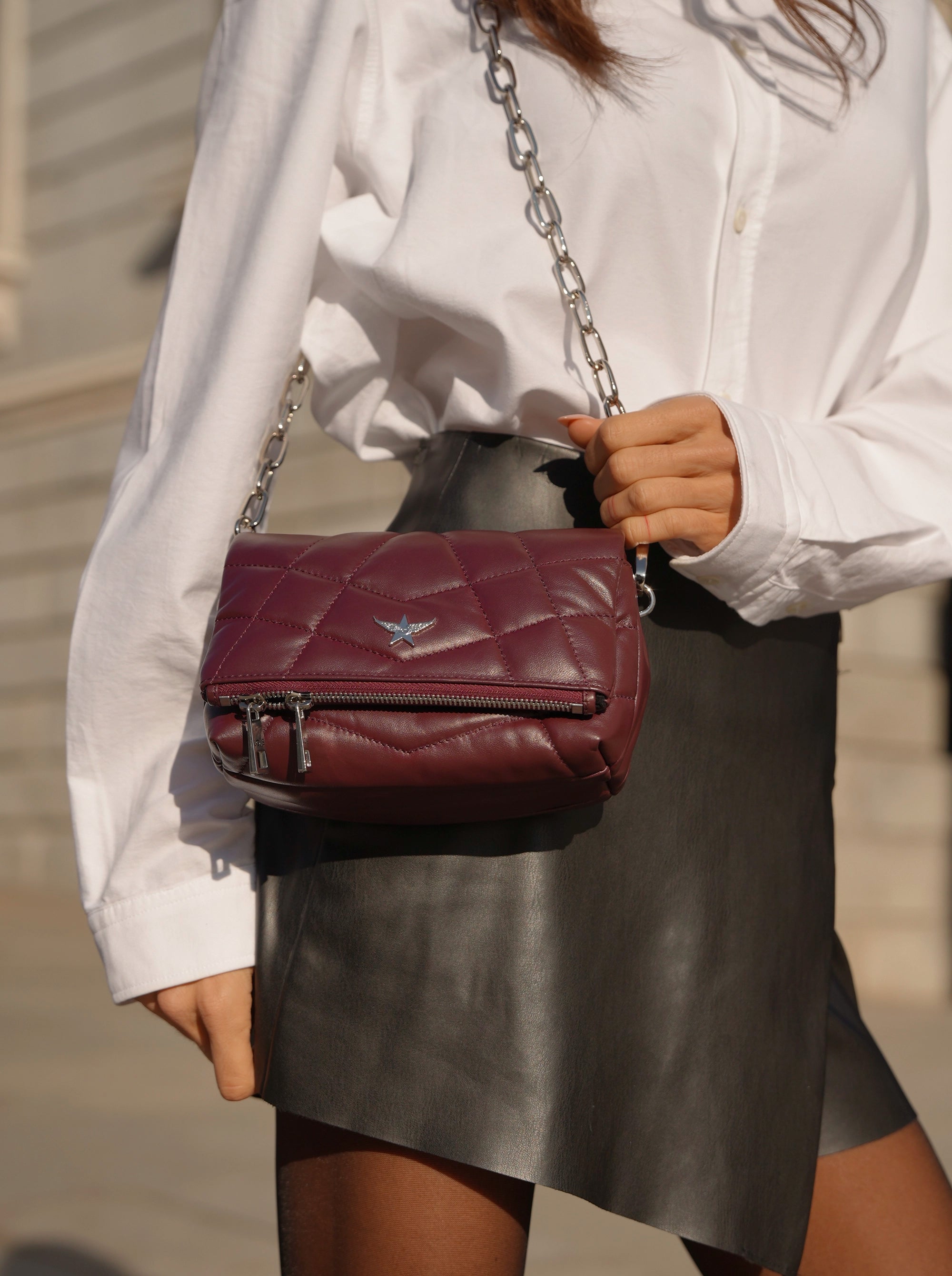 RYKERBAG MINI BURGUNDY LEATHER BAG