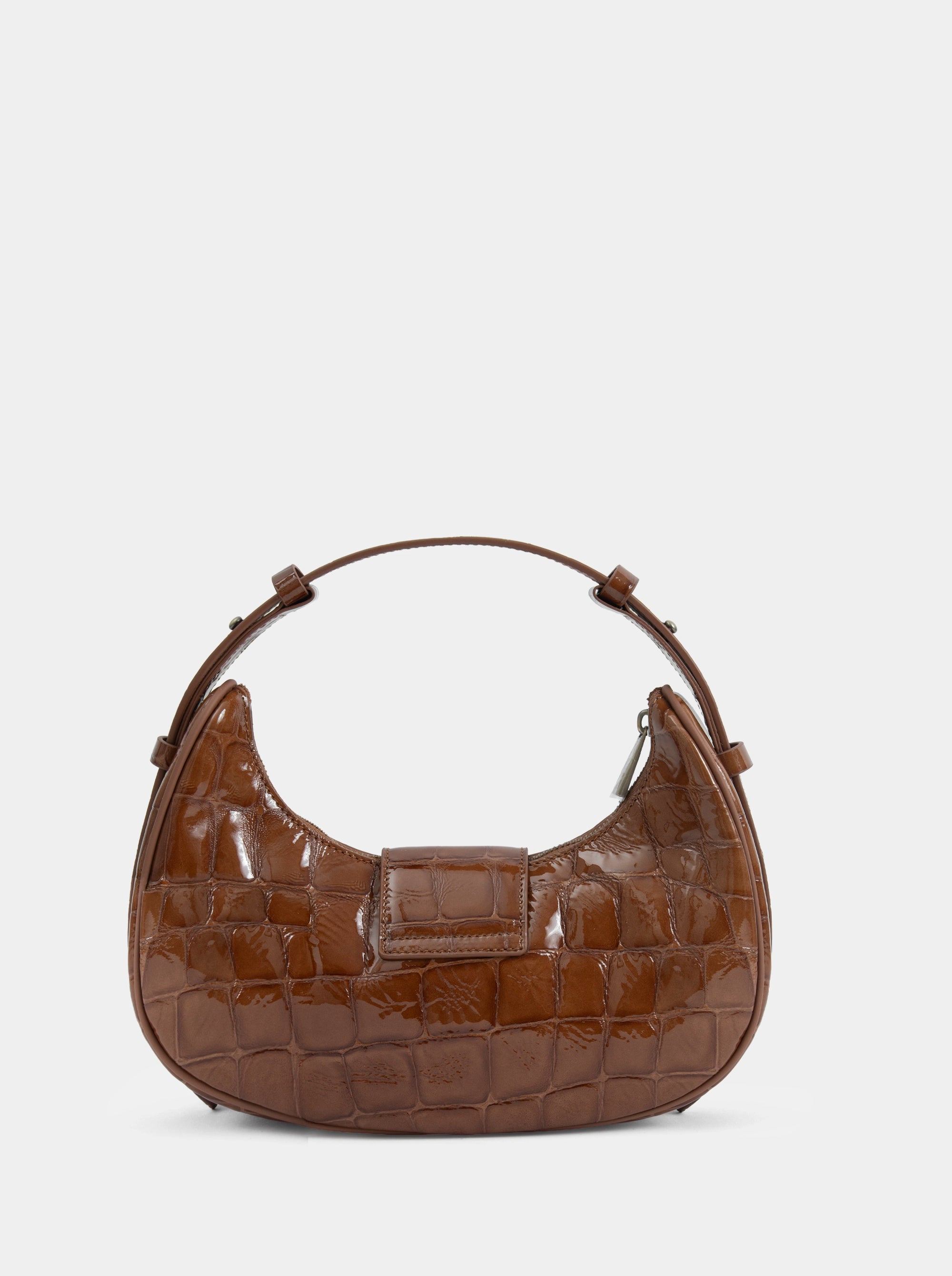 SANDRA MINI CARAMEL CROCO PATENT BAG