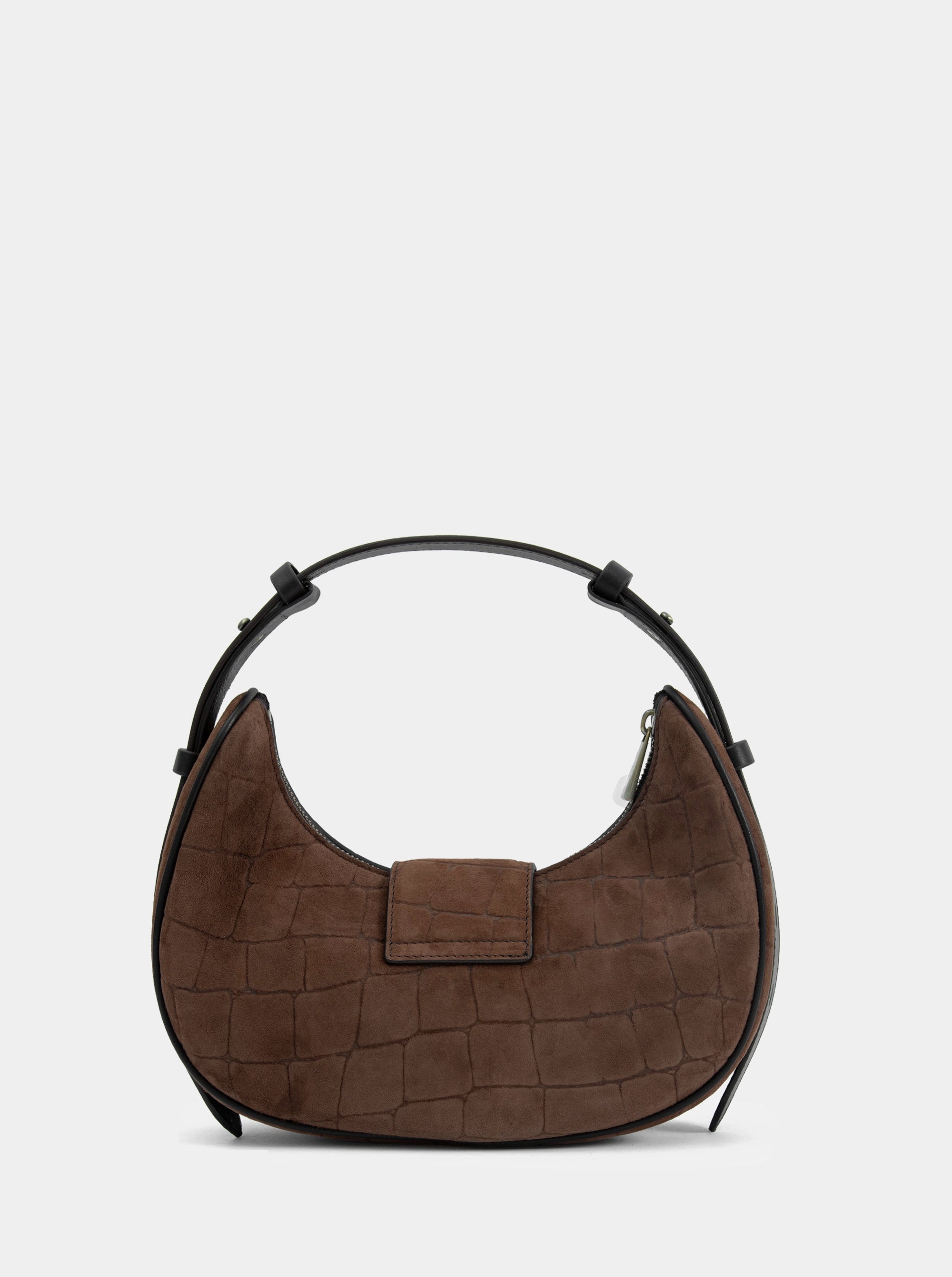 SANDRA MINI BROWN CROCO SUEDE BAG