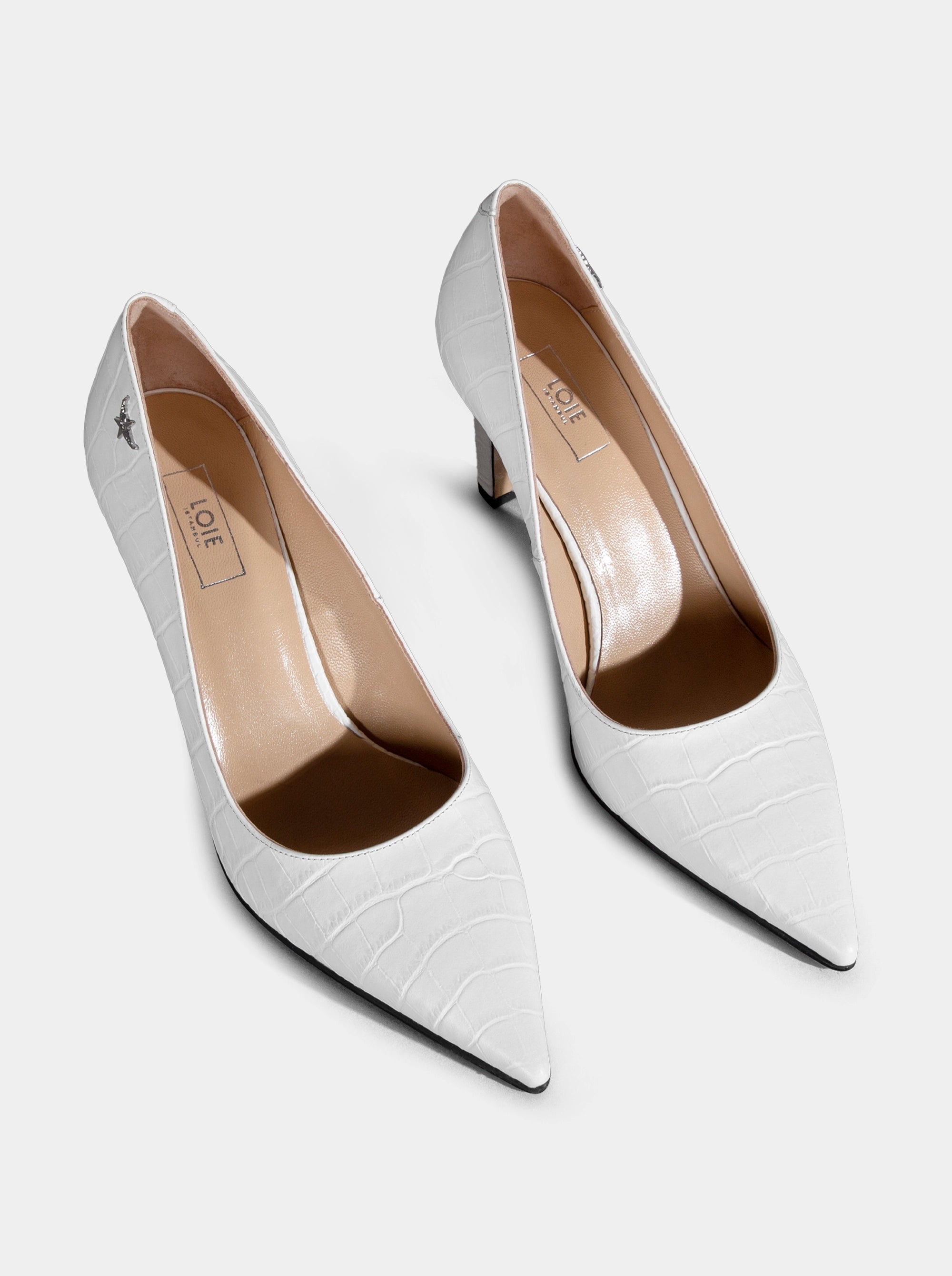 SANVIS WHITE CROCO PUMPS