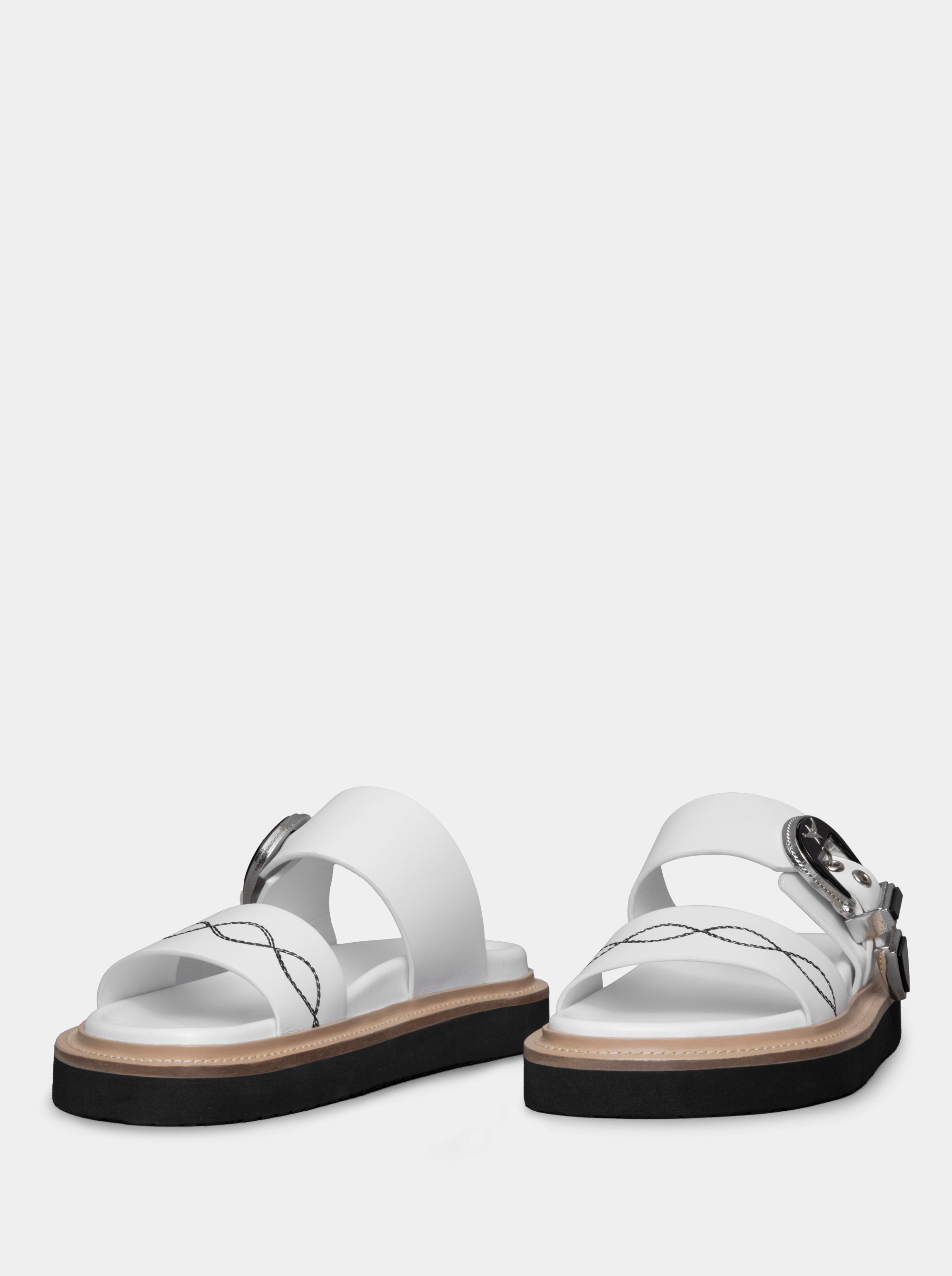 SIENNA WHITE LEATHER SLIPPERS