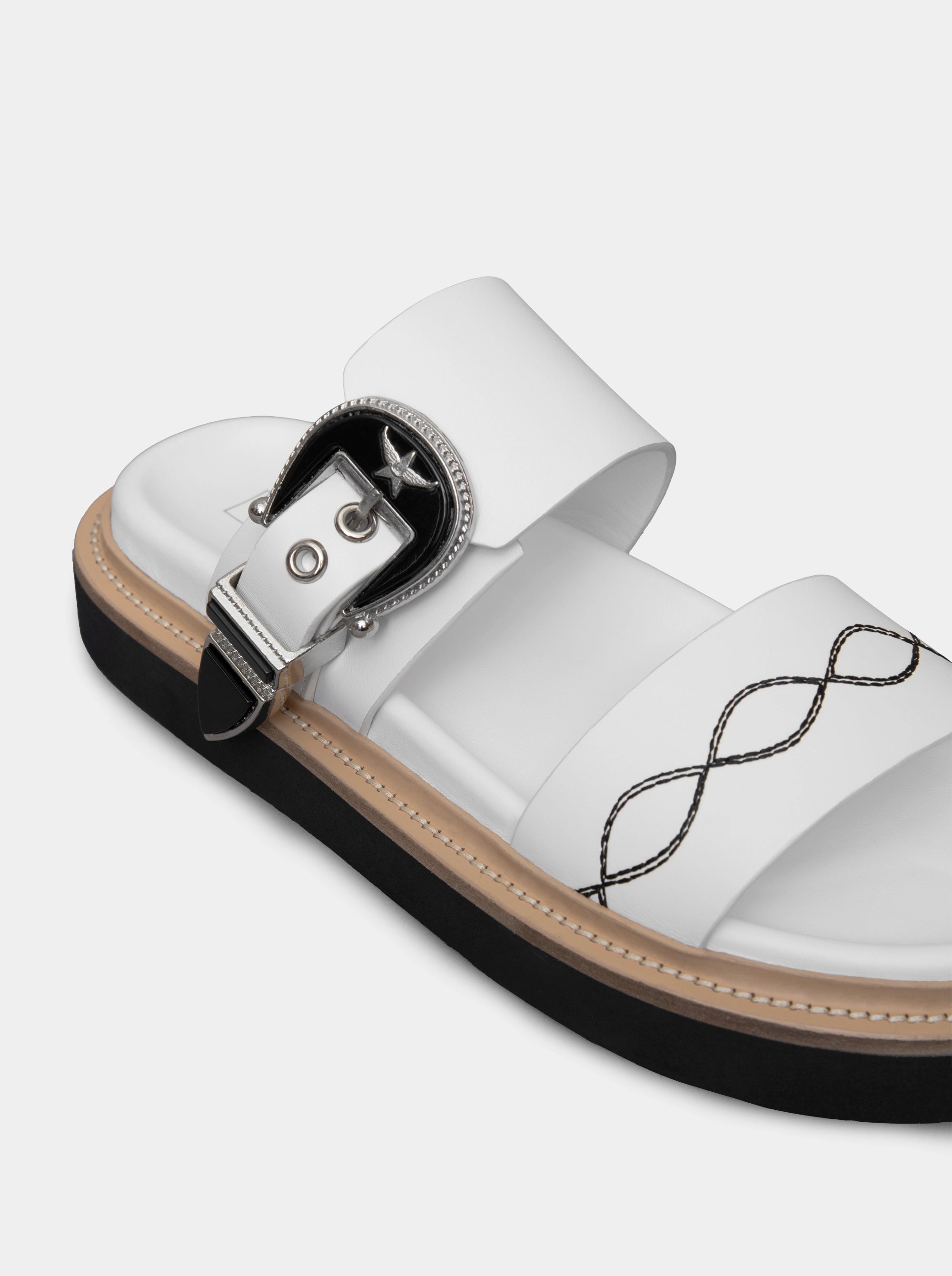 SIENNA WHITE LEATHER SLIPPERS