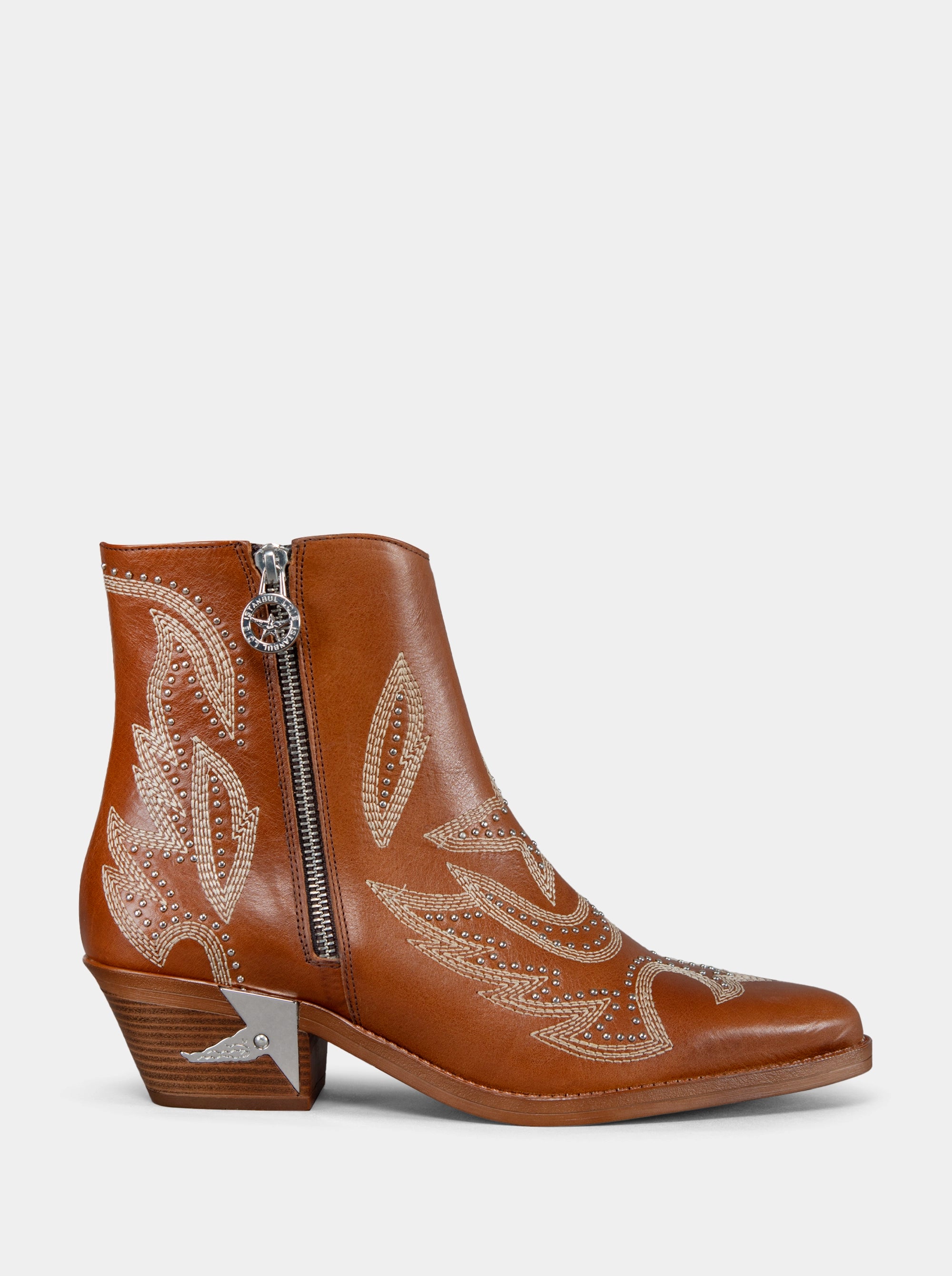 SILVA CARAMEL BROWN LEATHER BOOTIES