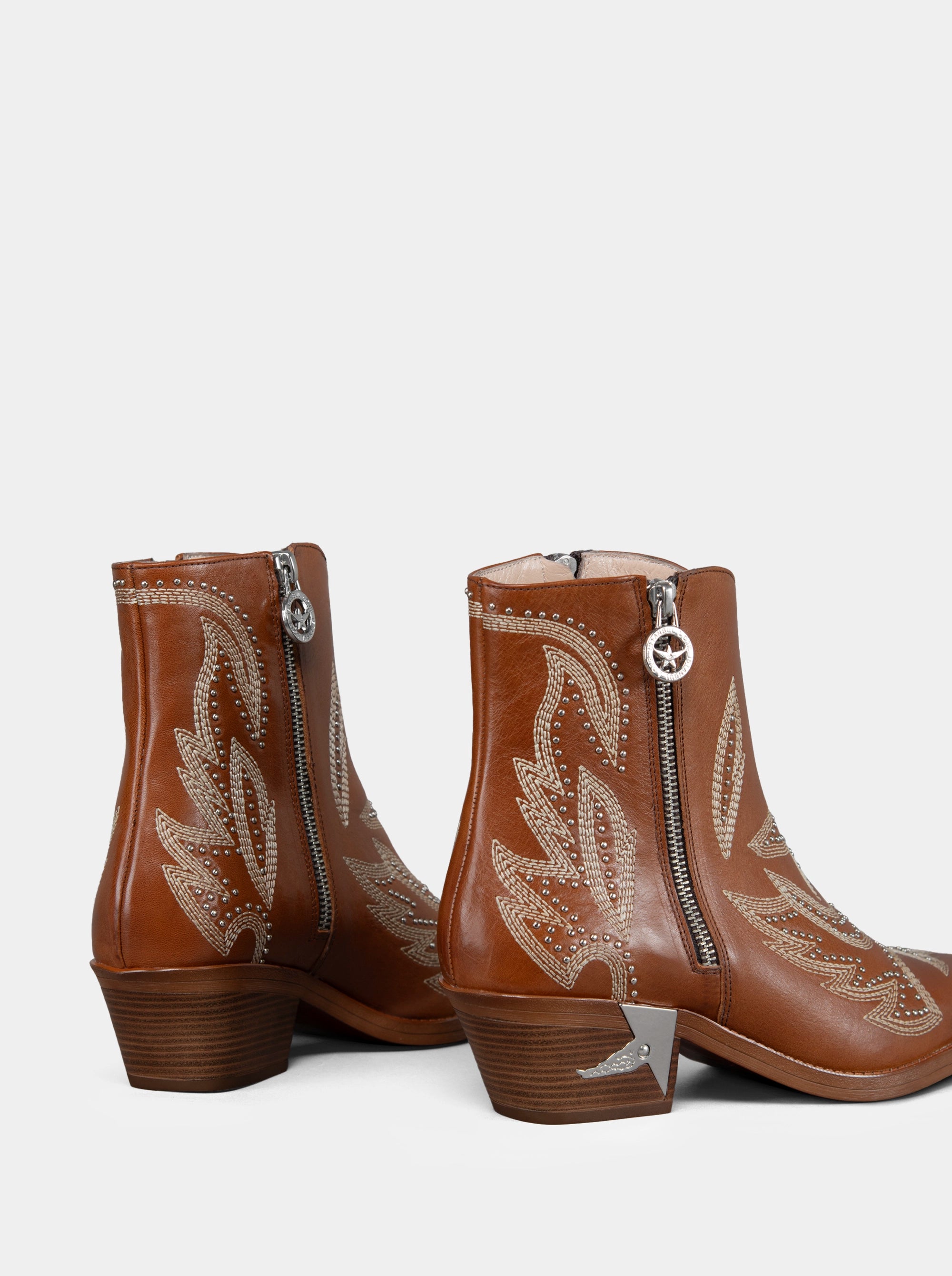 SILVA CARAMEL BROWN LEATHER BOOTIES