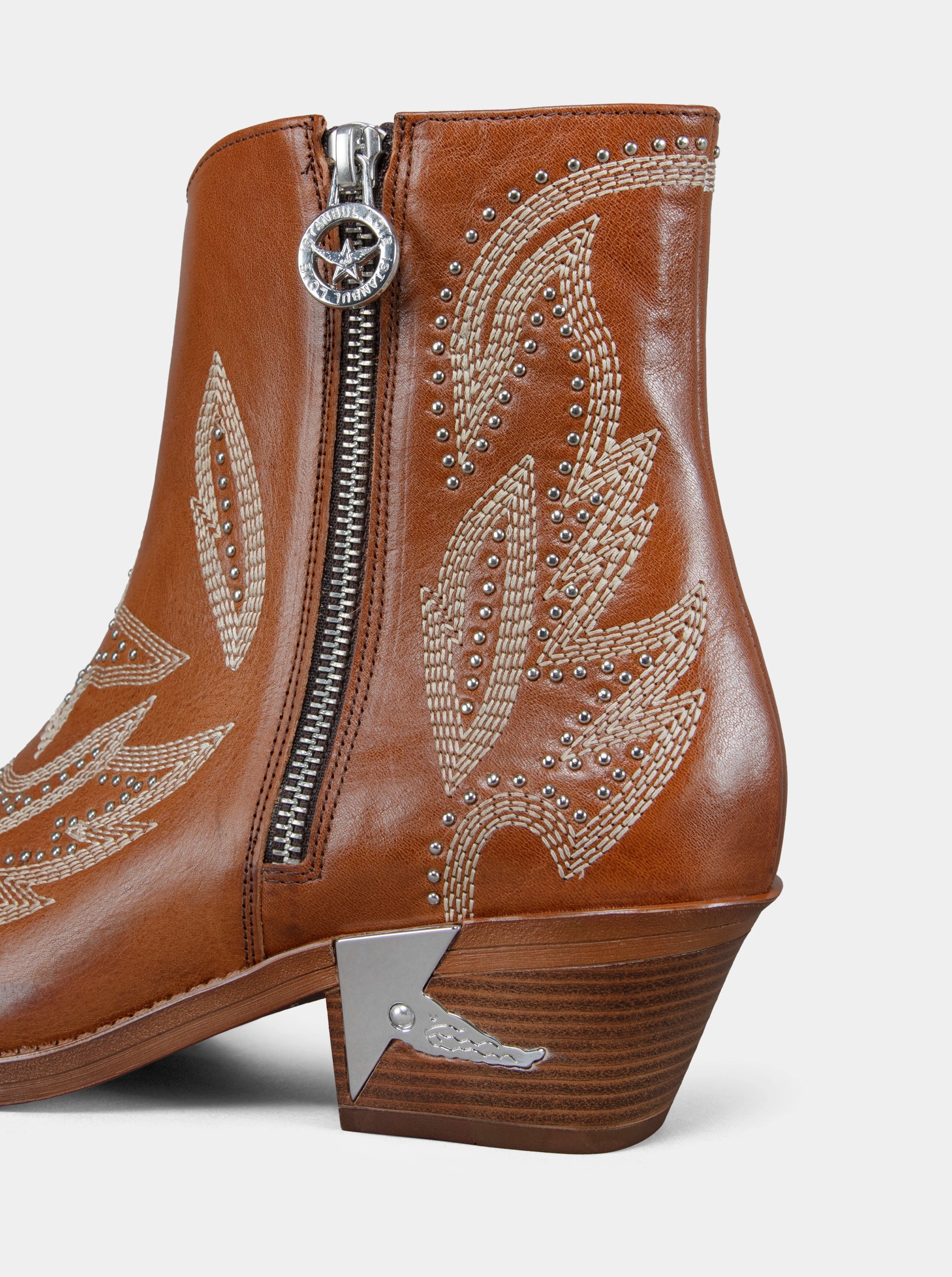 SILVA CARAMEL BROWN LEATHER BOOTIES