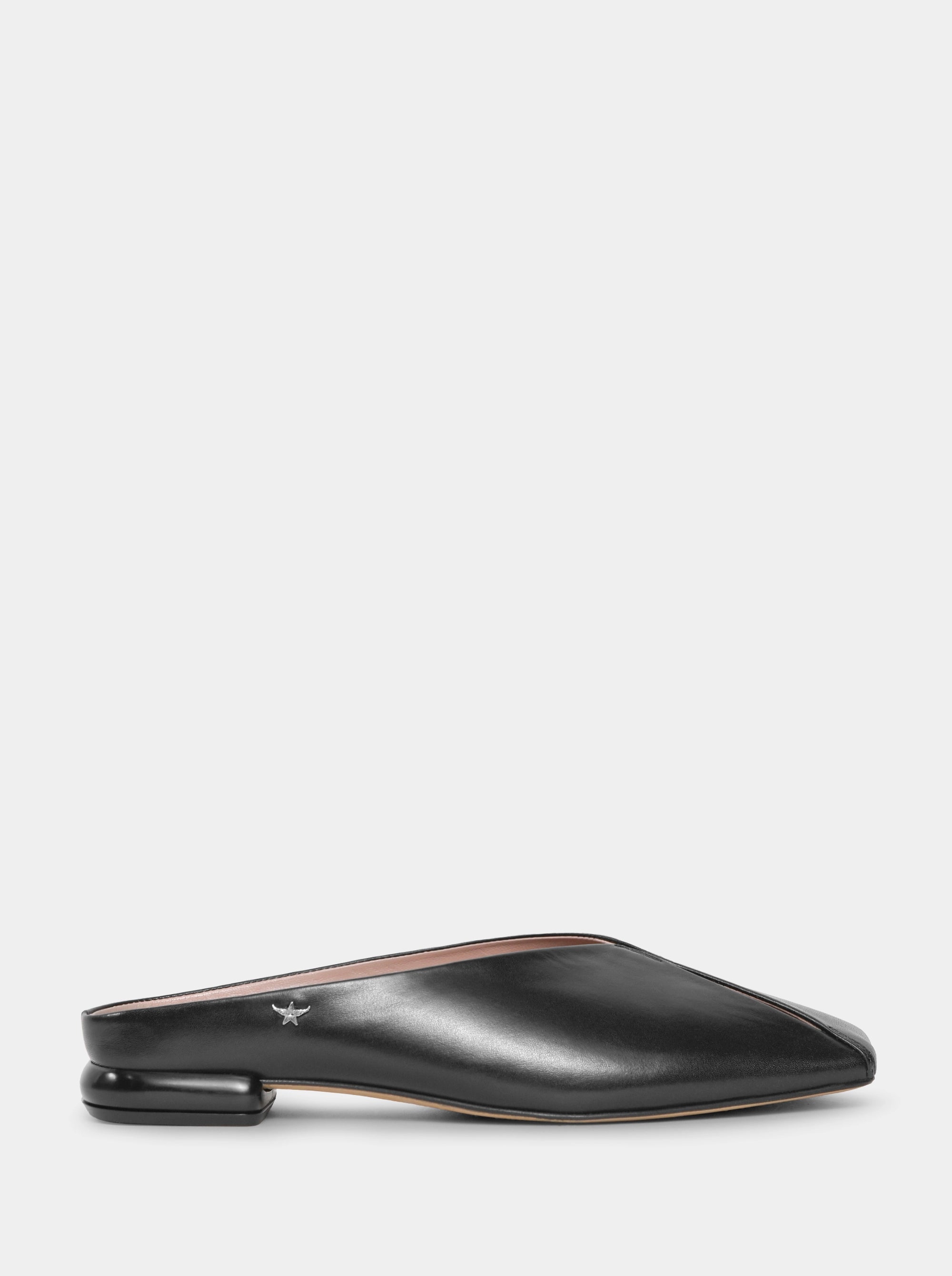 SIMA BLACK LEATHER SLIPPERS