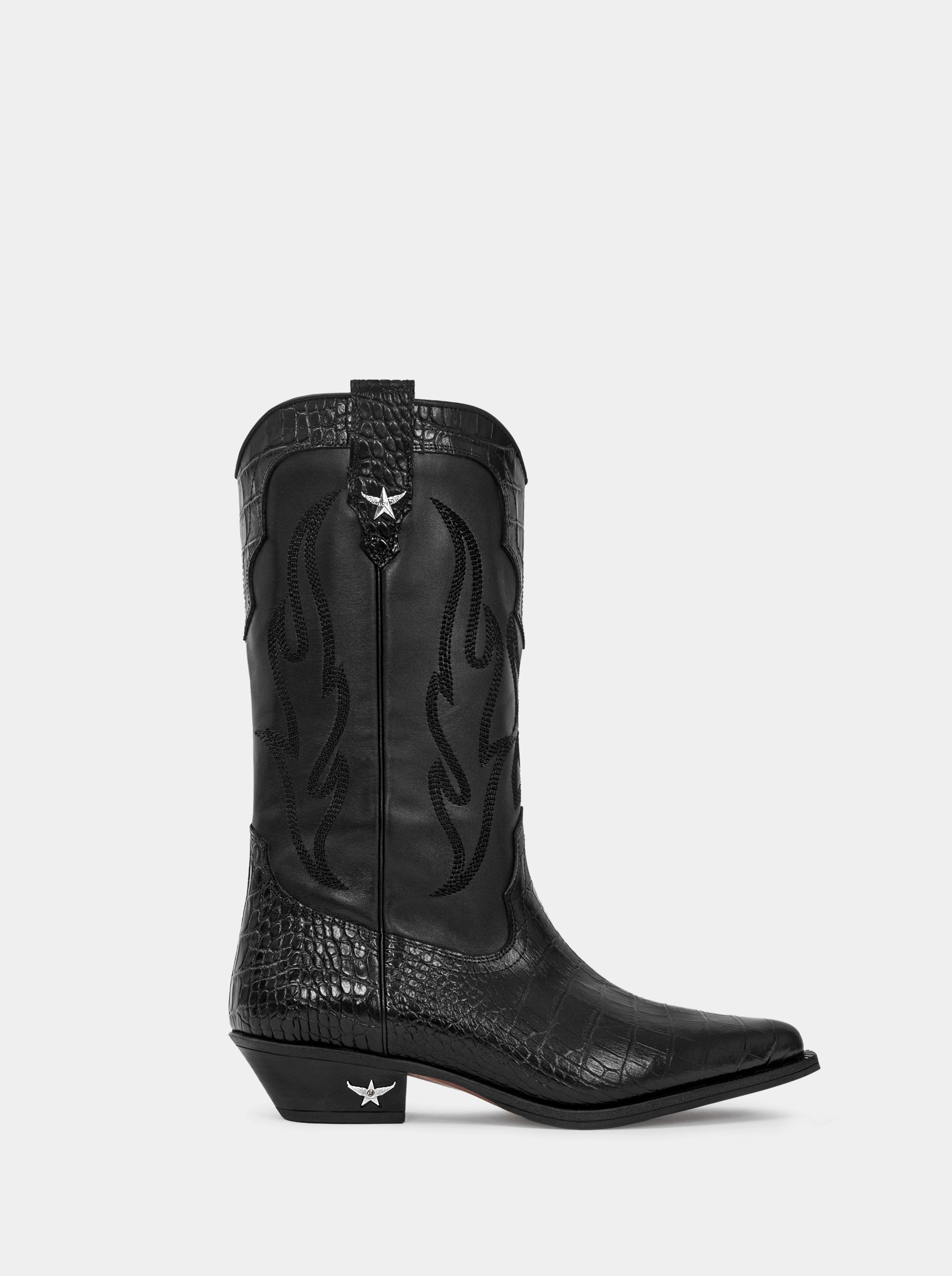 TEXAS BLACK CROCO BOOTS