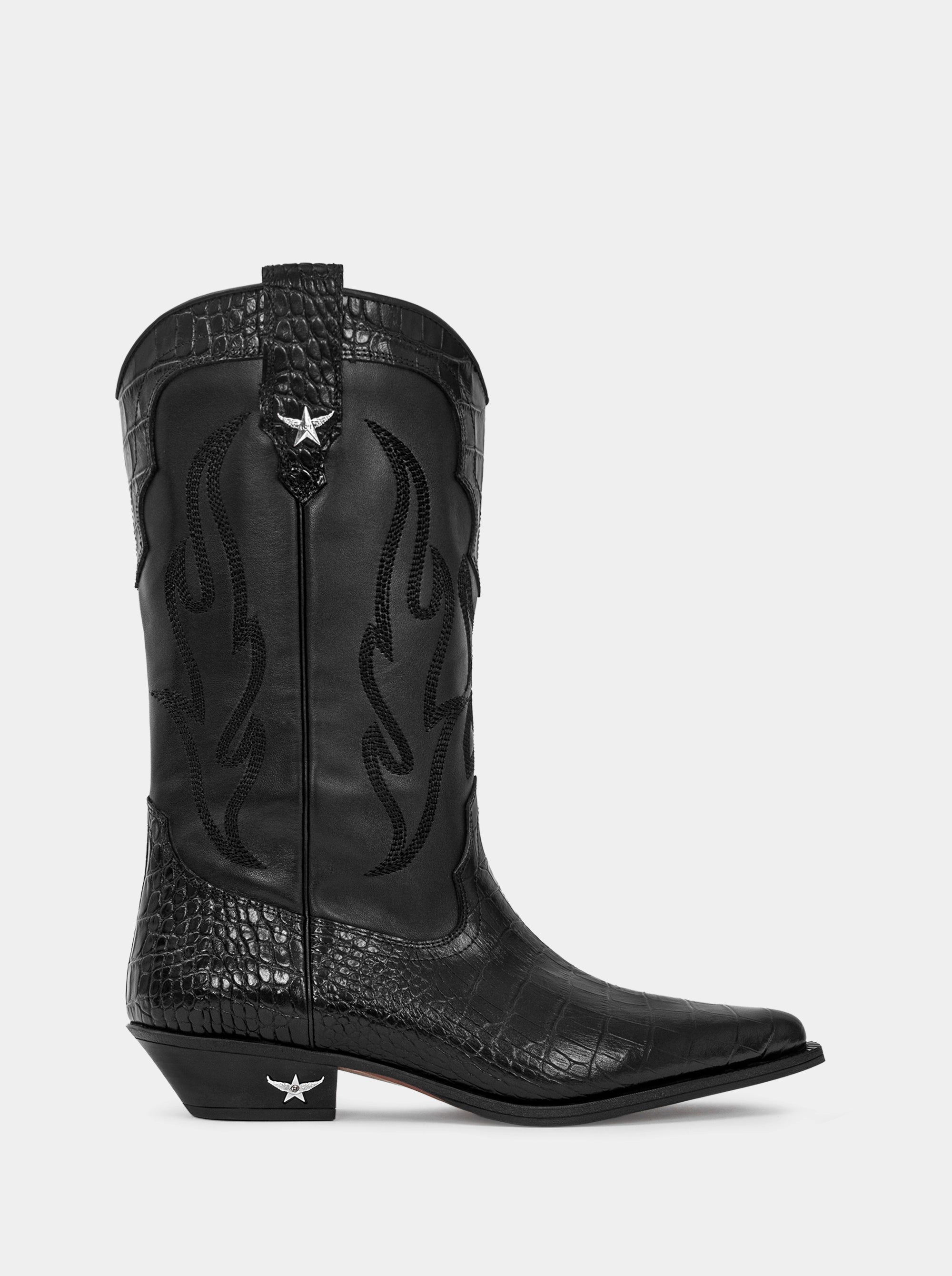 TEXAS BLACK CROCO BOOTS