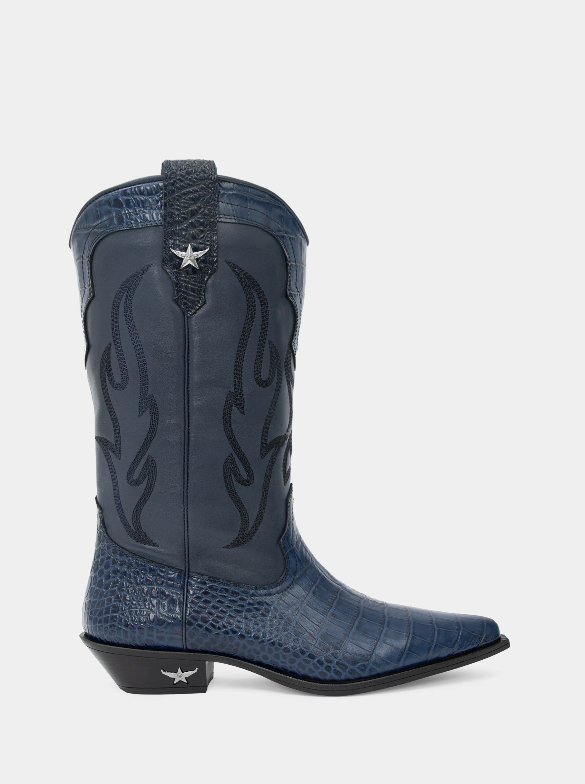 TEXAS NAVY BLUE CROCO BOOTS