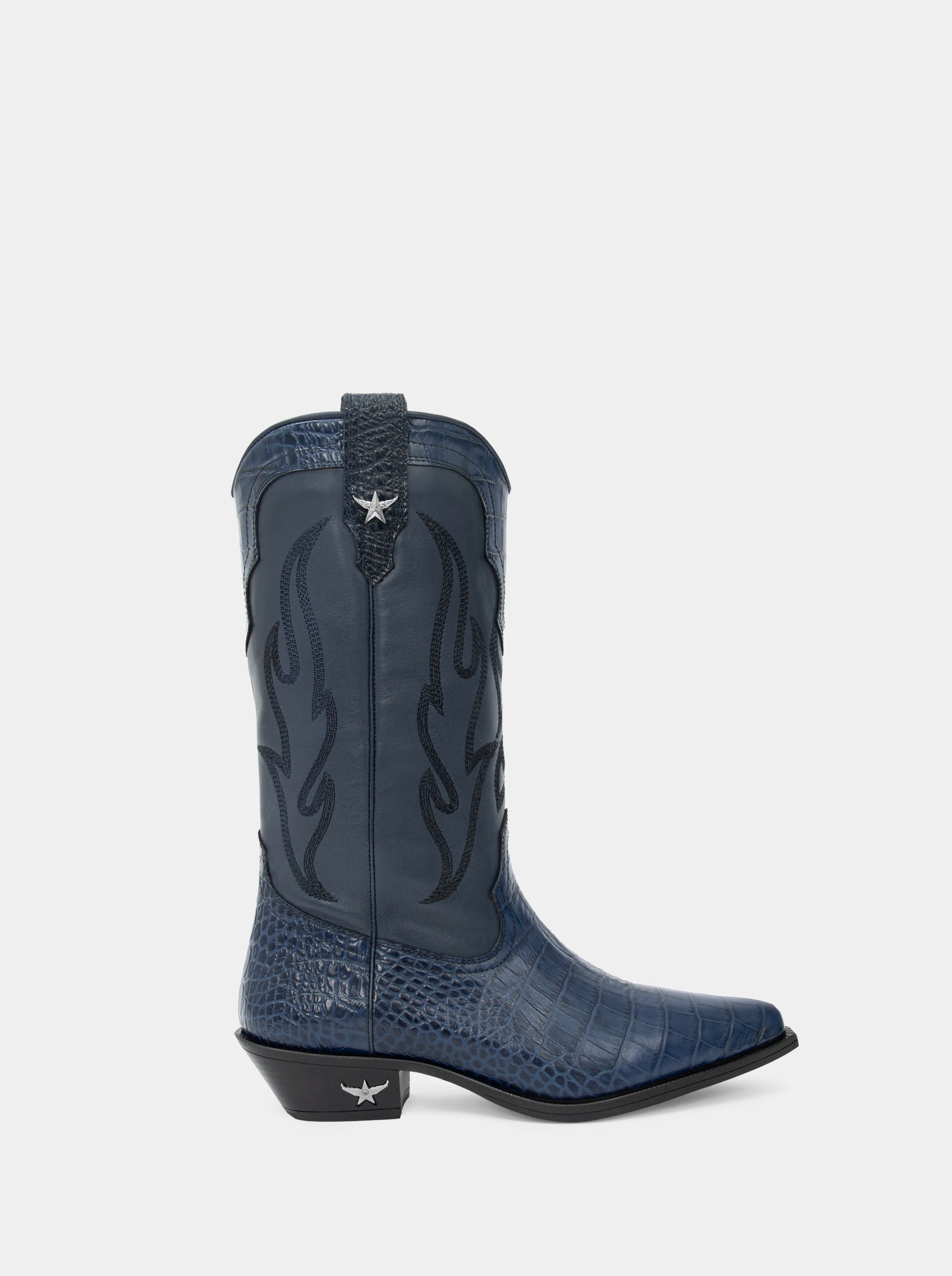 TEXAS NAVY BLUE CROCO BOOTS