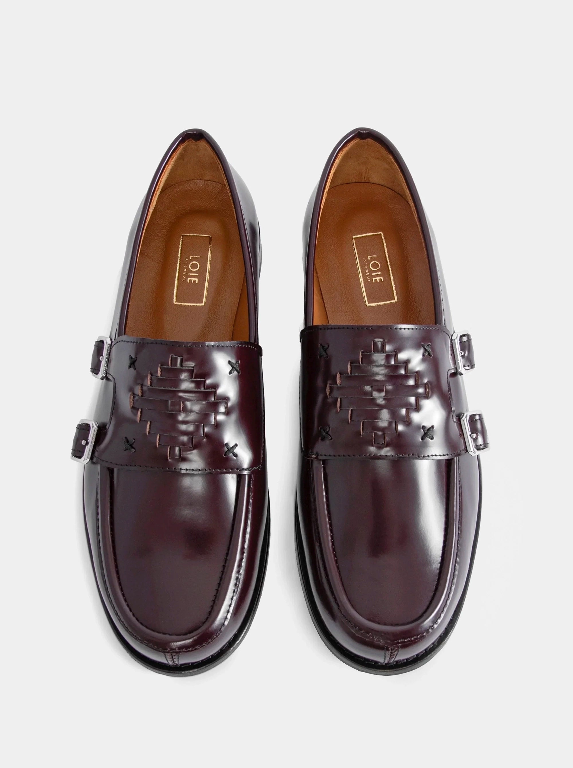 THE BARONESS BURGUNDY BRUSHED SHOES