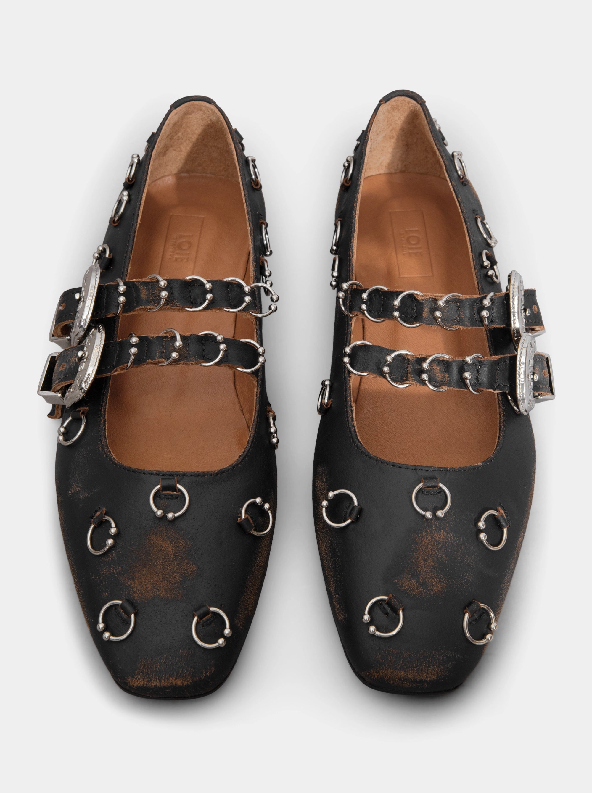 TOUCH BROWN VINTAGE LEATHER BALLET FLATS