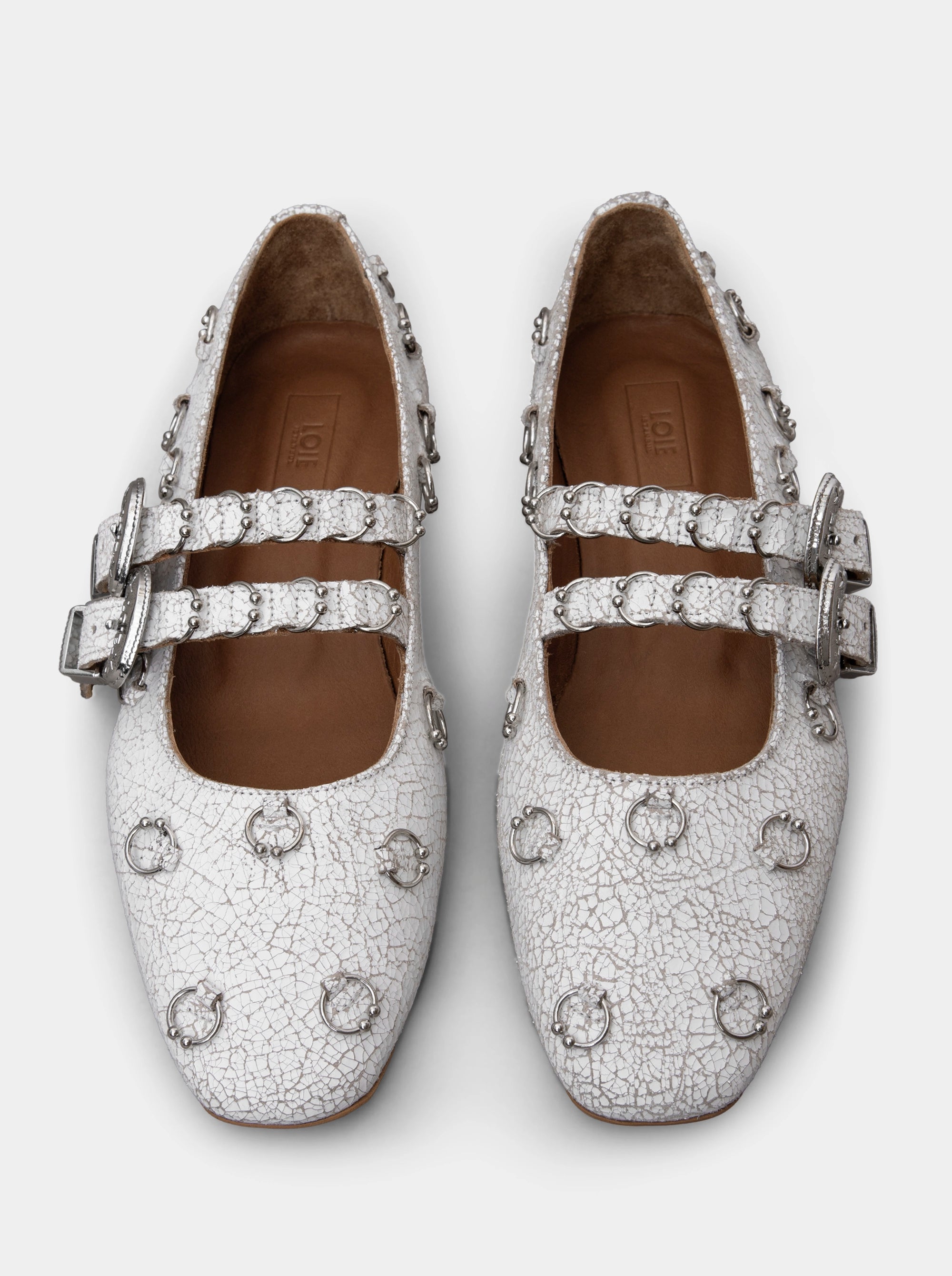 TOUCH CRACED WHITE BALLET FLATS