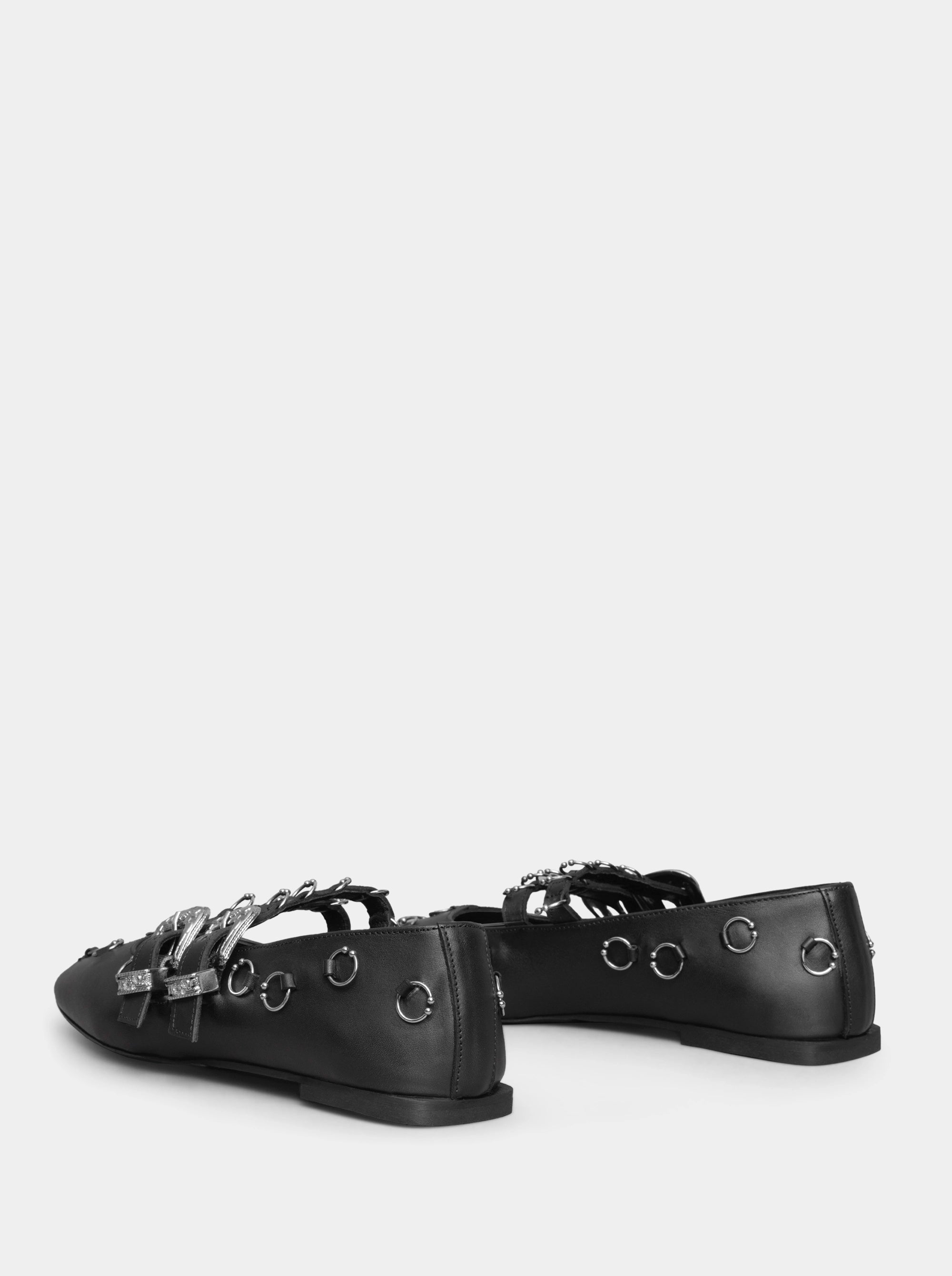 TOUCH BLACK LEATHER BALLET FLATS