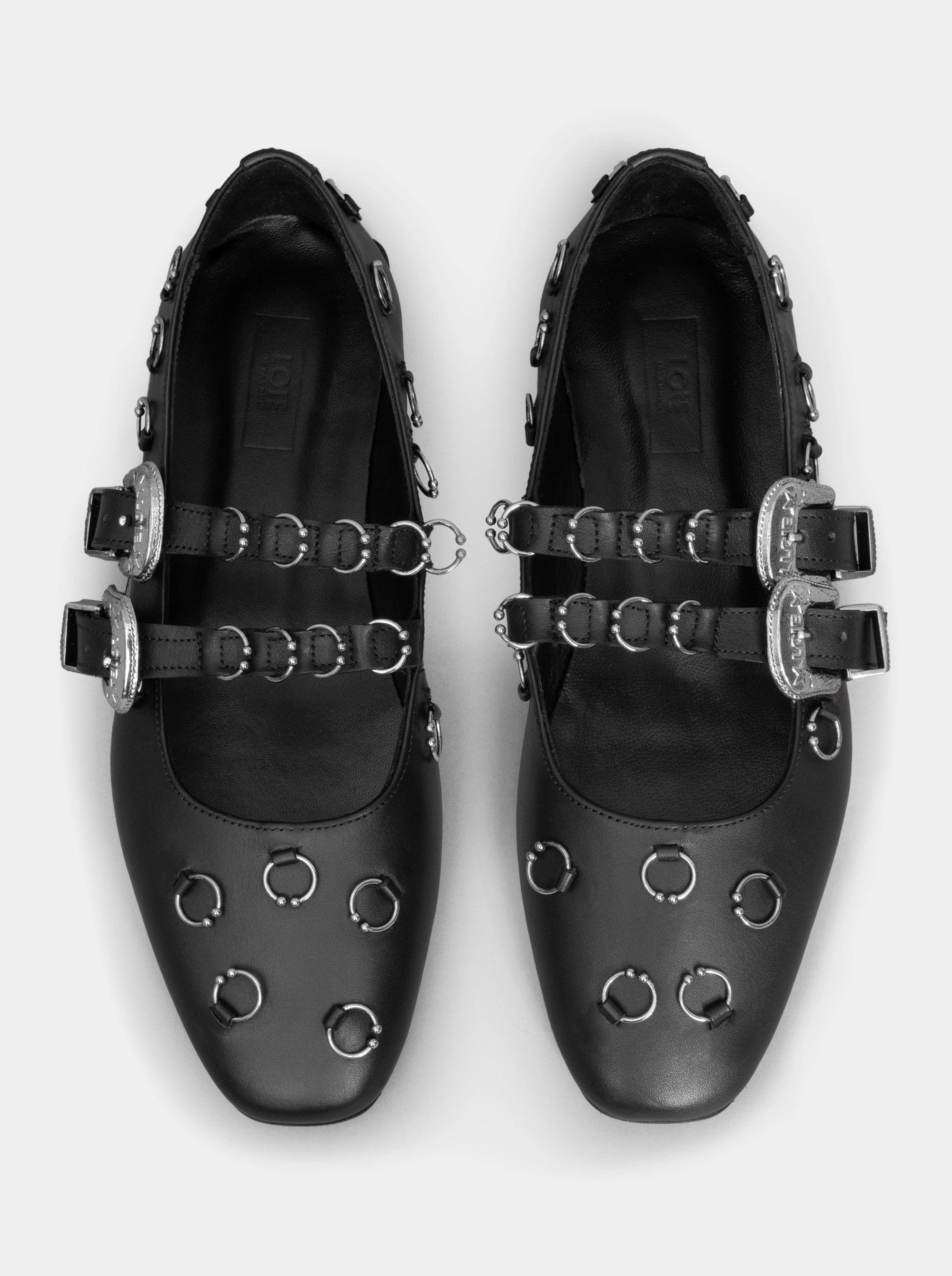 TOUCH BLACK LEATHER BALLET FLATS