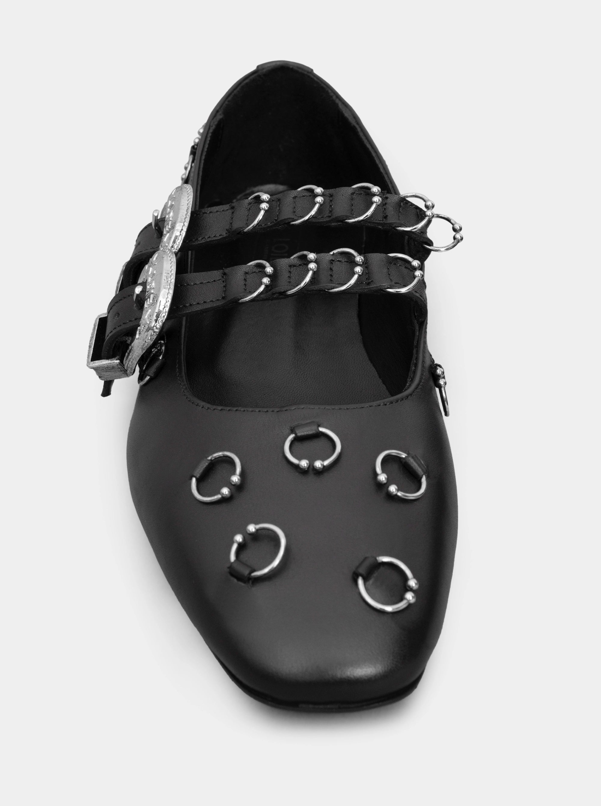 TOUCH BLACK LEATHER BALLET FLATS