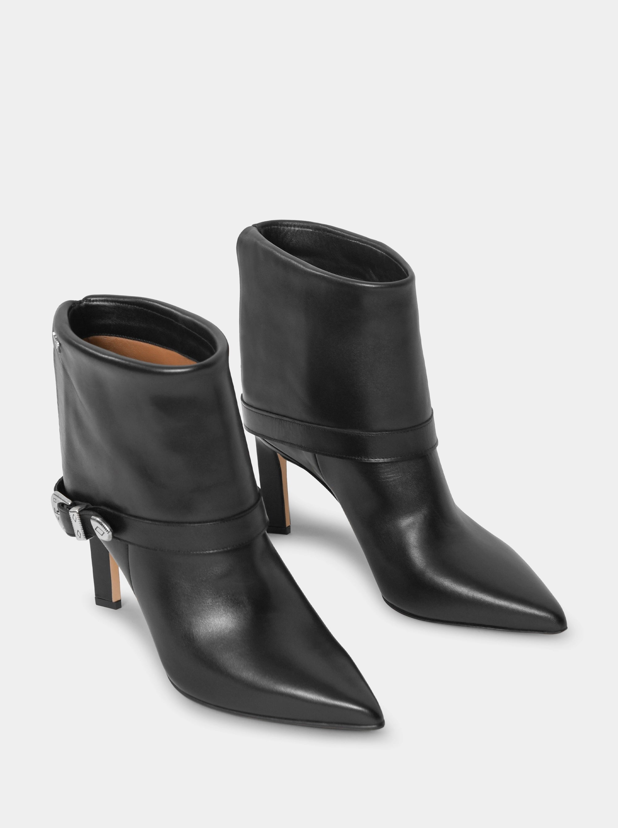 TROY BLACK LEATHER BOOTIES