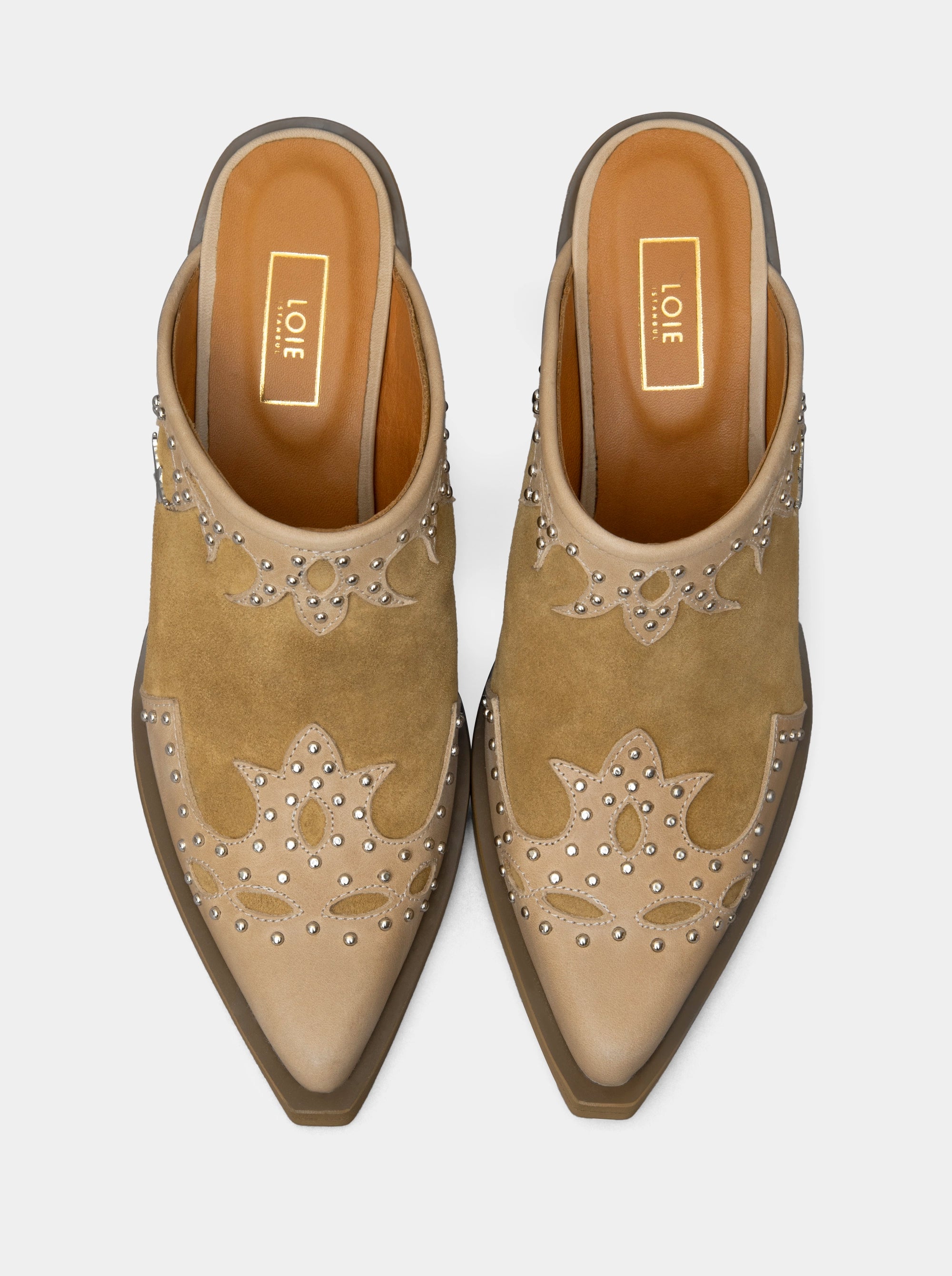 VIVA CAMEL SUEDE MULES SLIPPERS